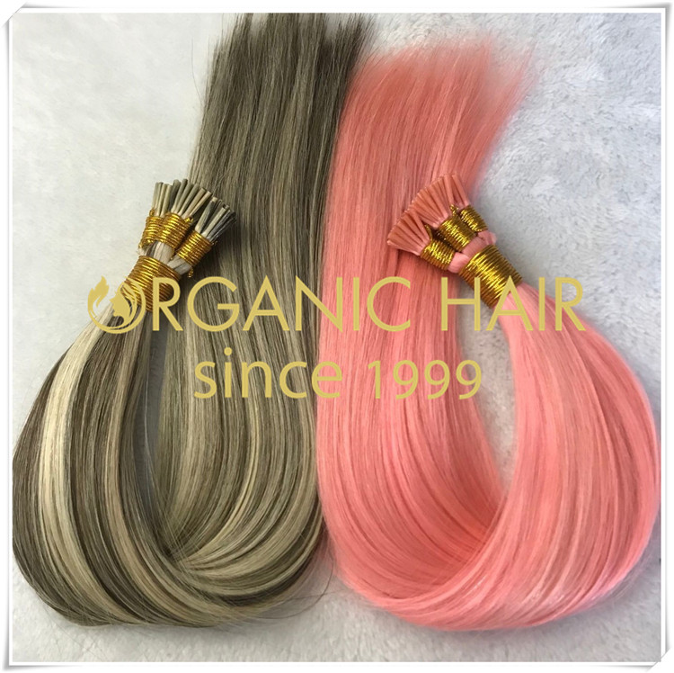 Pre bonded hair extensions I tip custom color CNY026